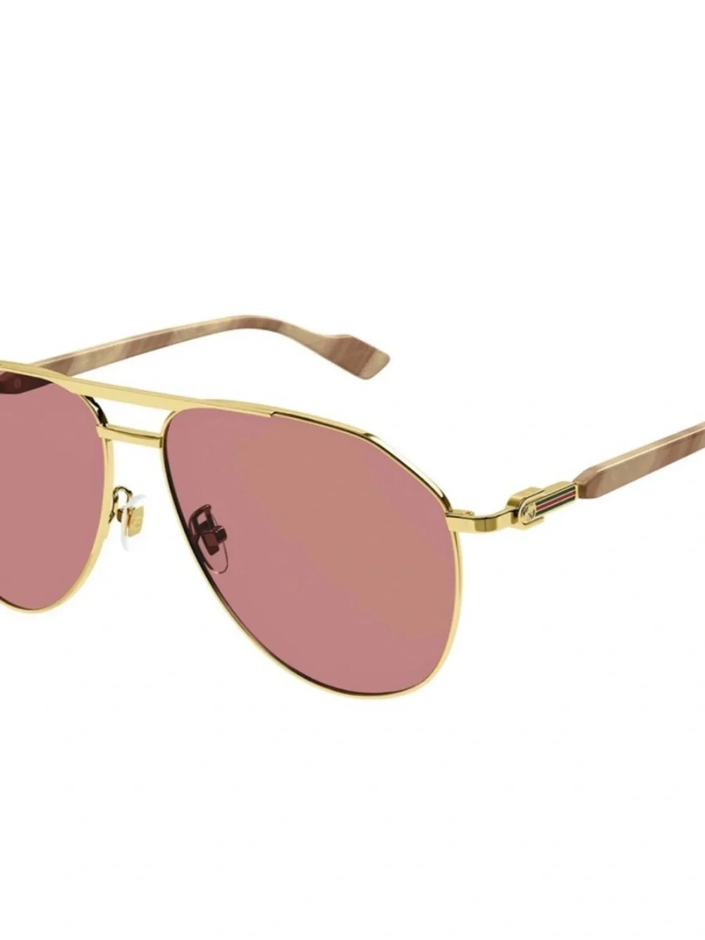 Gucci Gold Frame Aviator Sunglasses with Rose Lenses